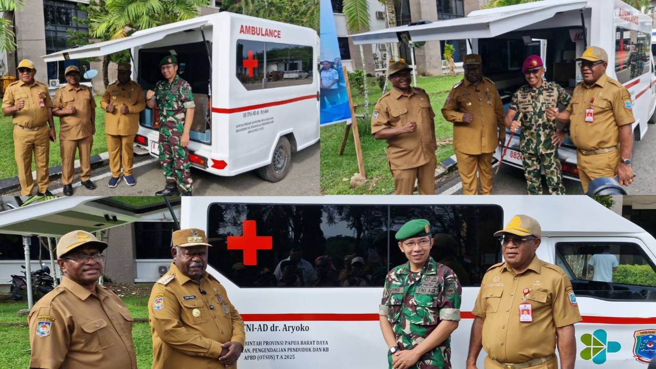 Perkuat Layanan Rujukan, Pemprov Papua Barat Daya Serahkan Bantuan Ambulans ke Klinik PASMAR 3 dan RS AD