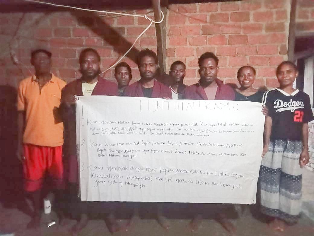 Mahasiswa Moskona di Sorong Desak Pemerintah Tarik Militer dan Pulangkan Warga Sipil dari Daerah Konflik di Teluk Bintuni