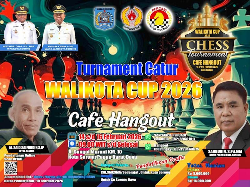Gebrakan Raja Bima! Ketua Percasi Kota Sorong Terpilih Tancap Gas Gelar Turnamen Catur Walikota Cup 2026