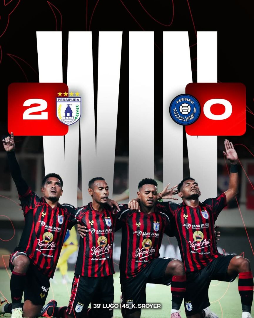 Tampil di Depan 32.800 Pendukung, Persipura Hajar Persiku 2-0